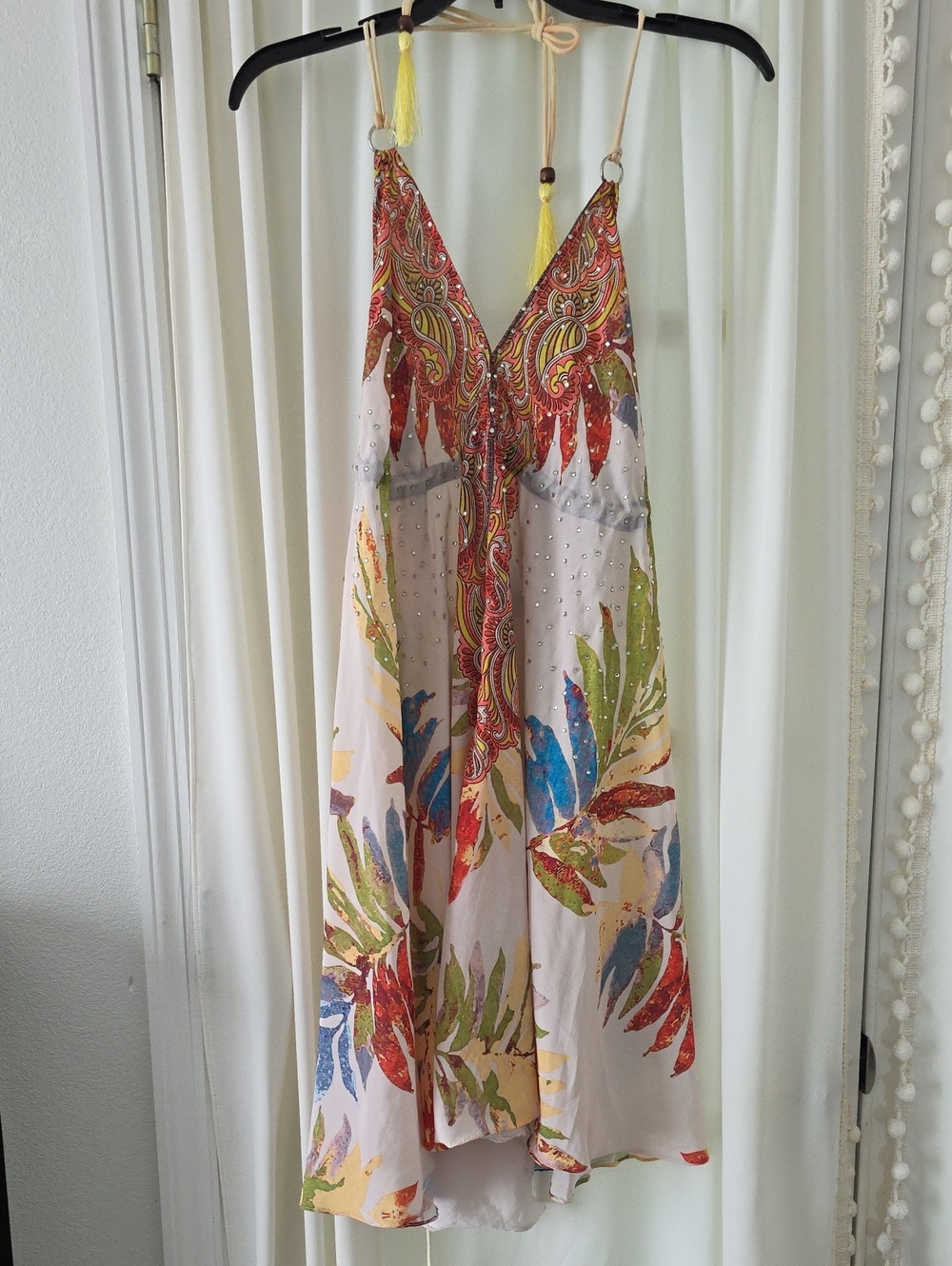 Asymmetrical Multicolor Paisley & Floral Slip Dress